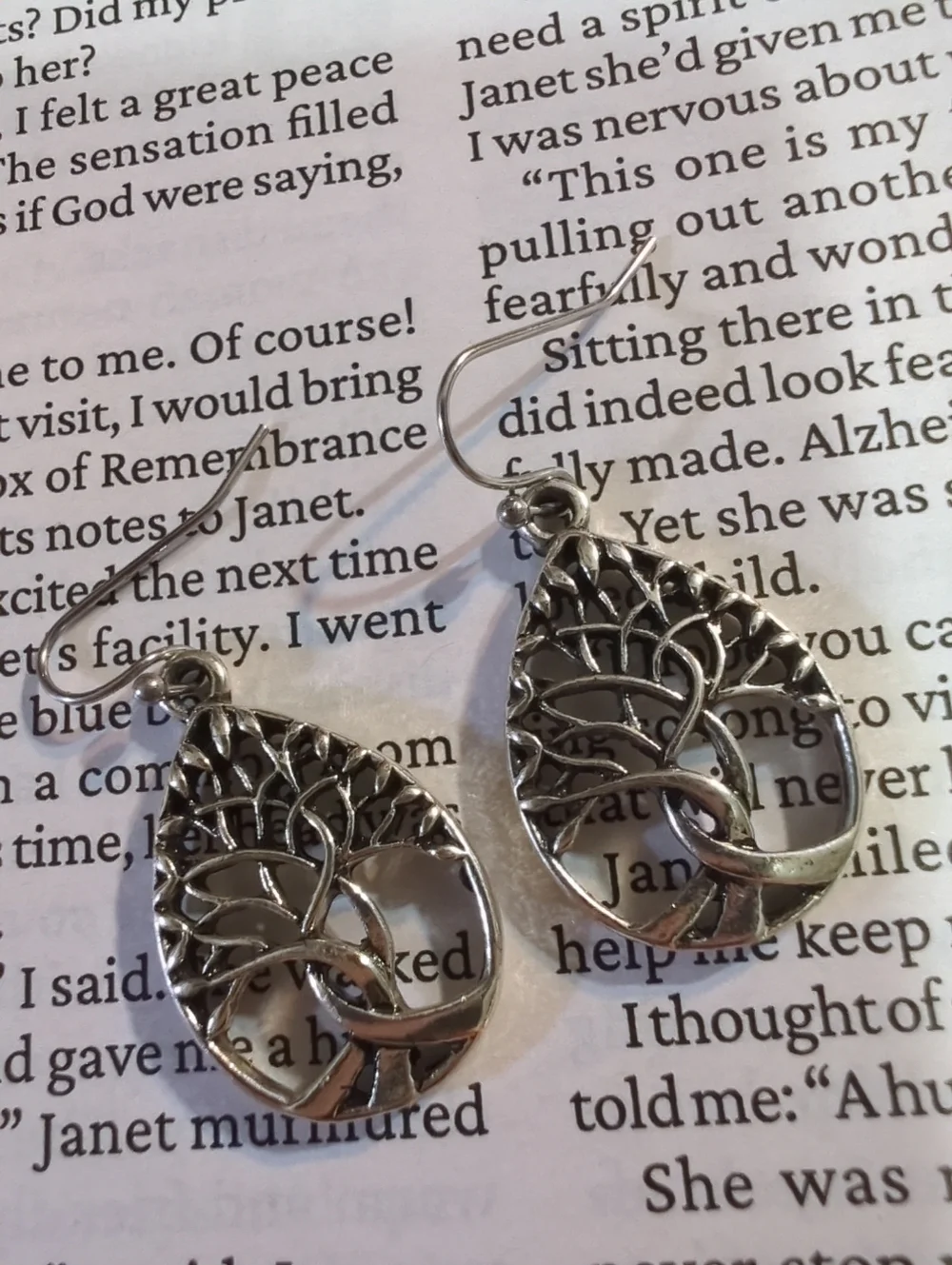 Silver Tree Dangle Earrings 1 Inch - Picture 1 of 5